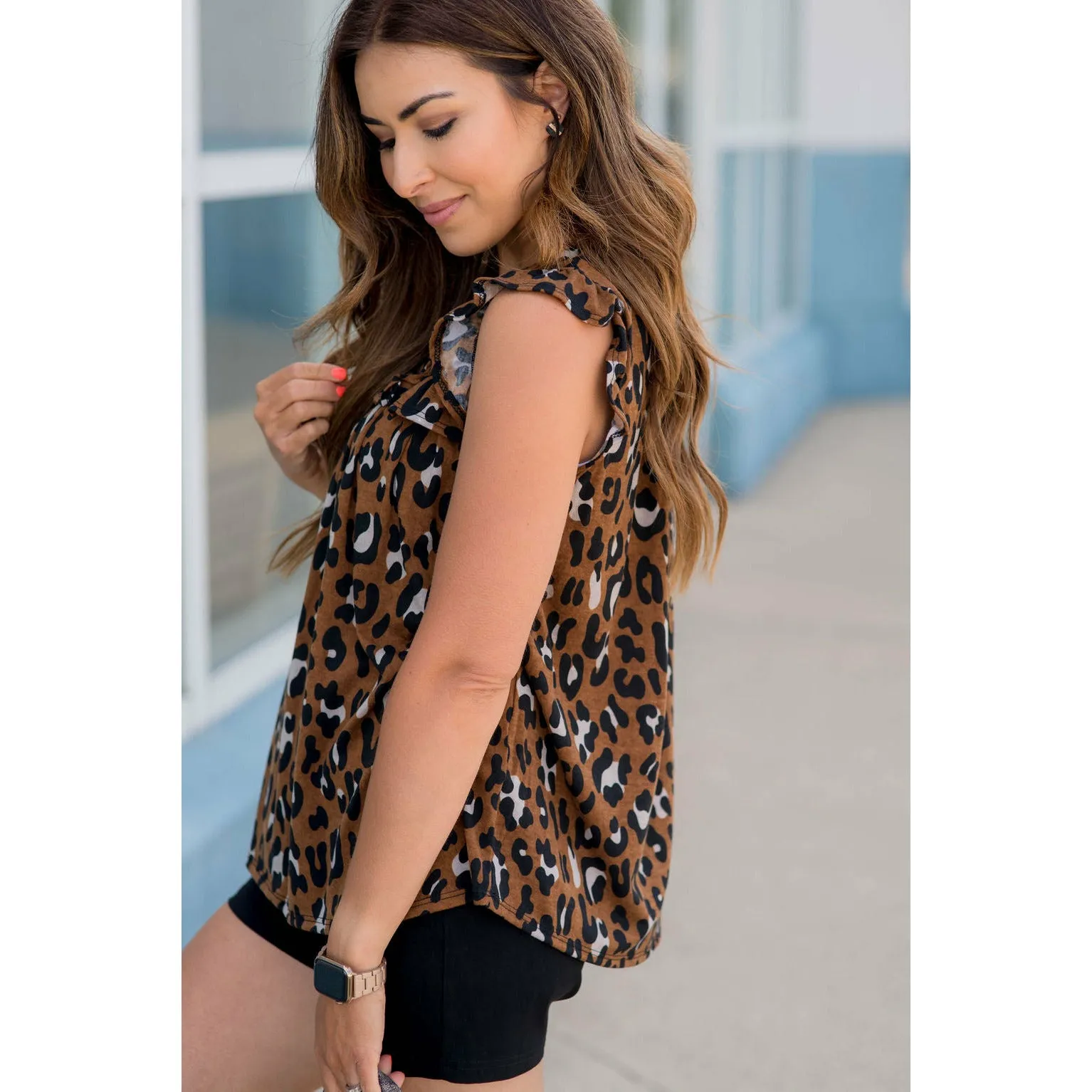 All the Ruffles Leopard Tank