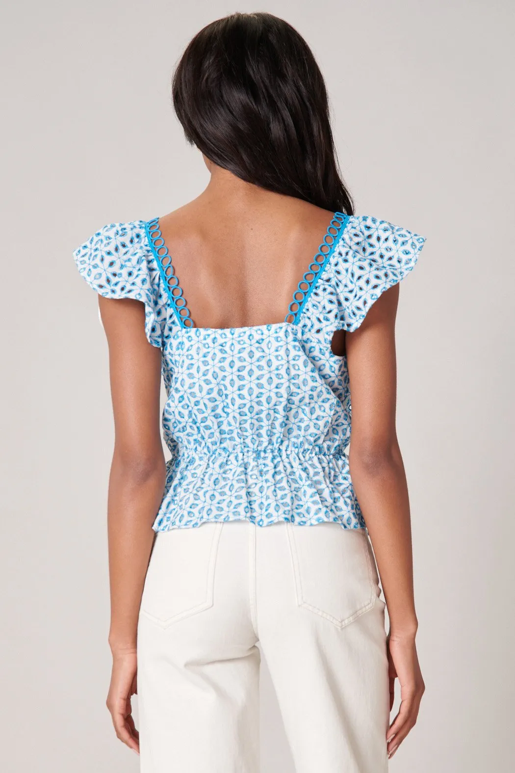 Backroad Eyelet Peplum Top