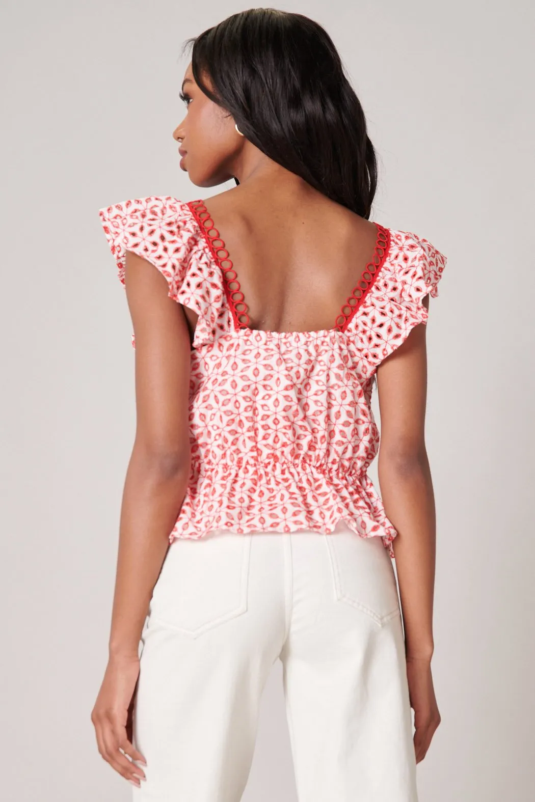 Backroad Eyelet Peplum Top