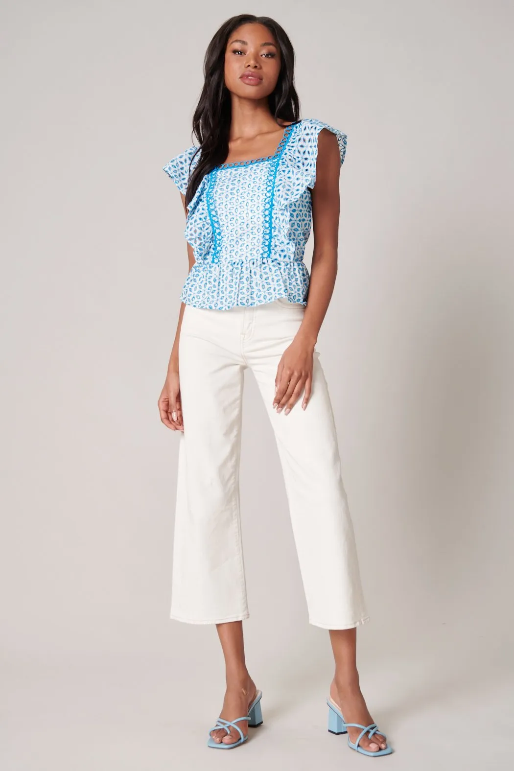 Backroad Eyelet Peplum Top