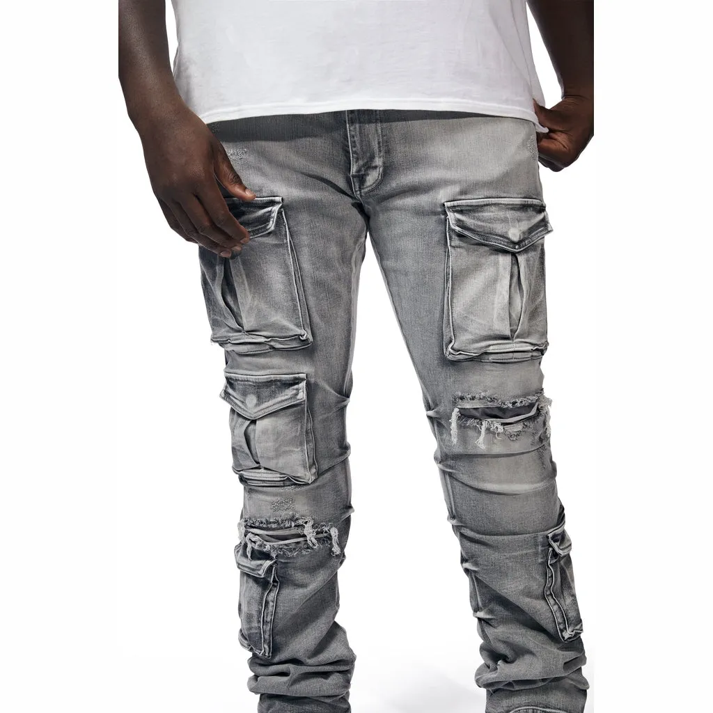 Big And Tall - Stacked Utility Pocket Stacked Jeans - Union Grey