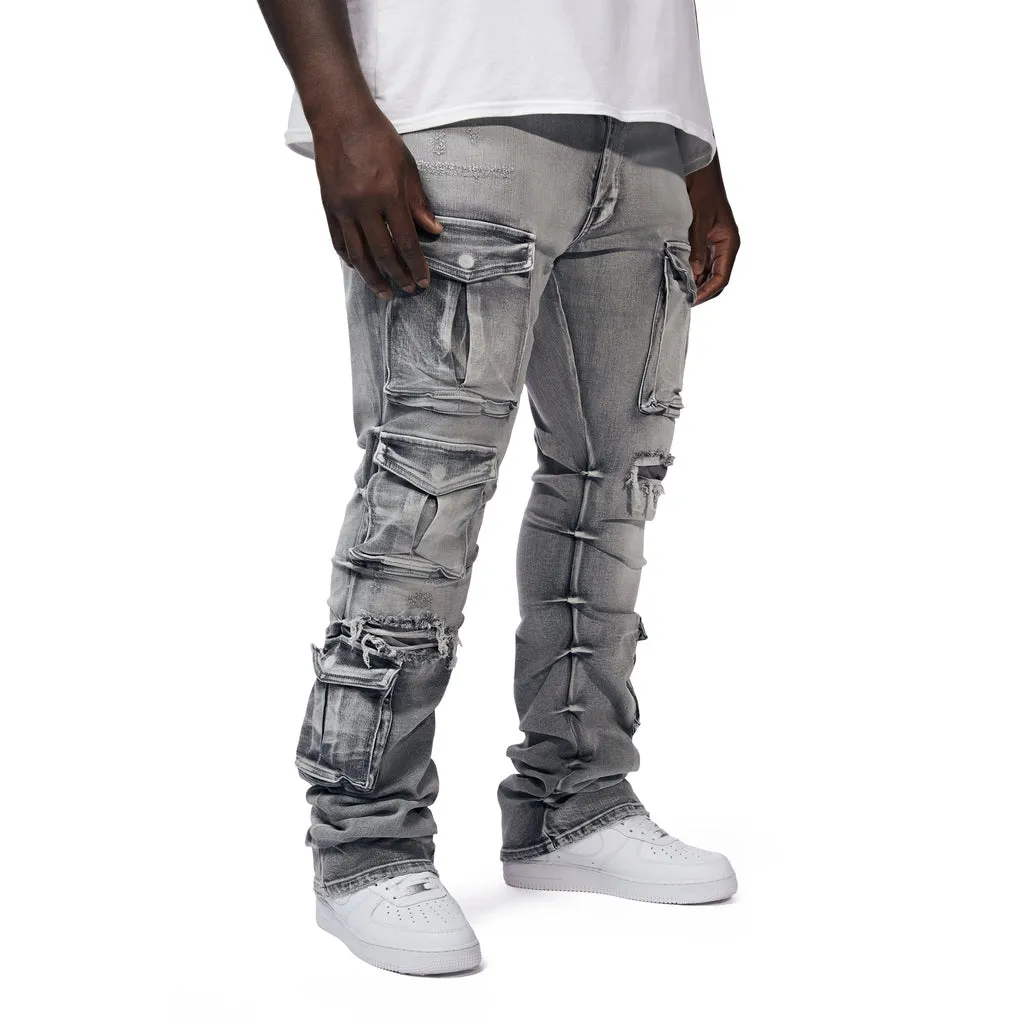 Big And Tall - Stacked Utility Pocket Stacked Jeans - Union Grey