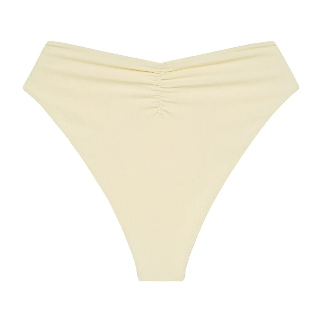 Cream Rib Paula Tie-up Bikini Bottom