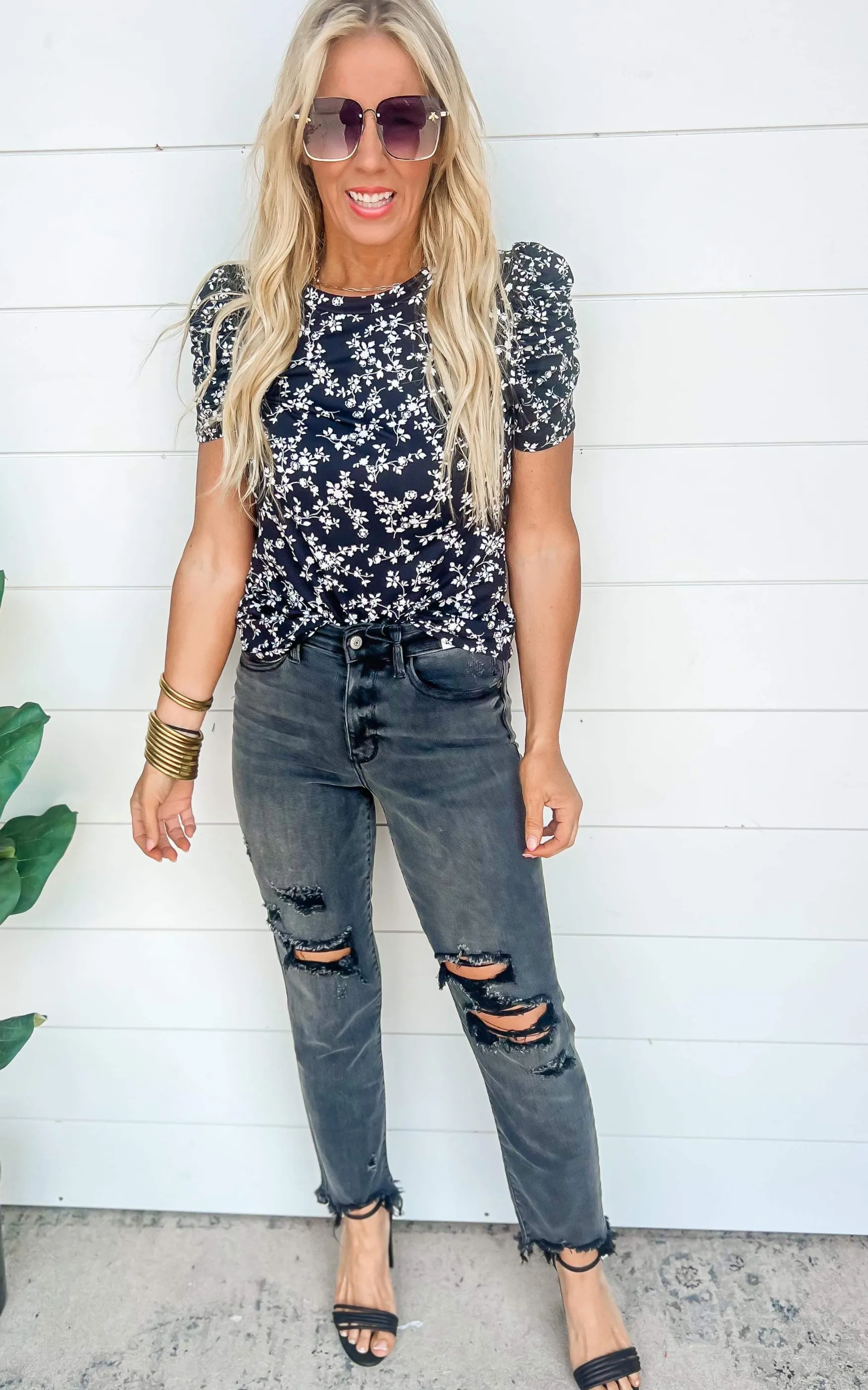 Delicate Floral Top w/ Ruffled Sleeves | FINAL SALE