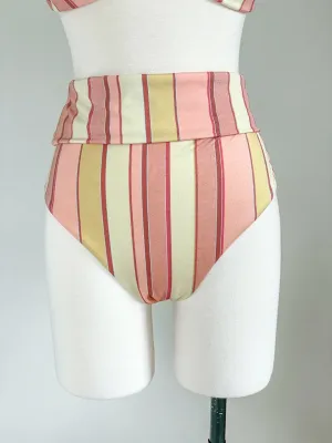 Fira Stripe Fold Down Bikini Bottom- Marigold