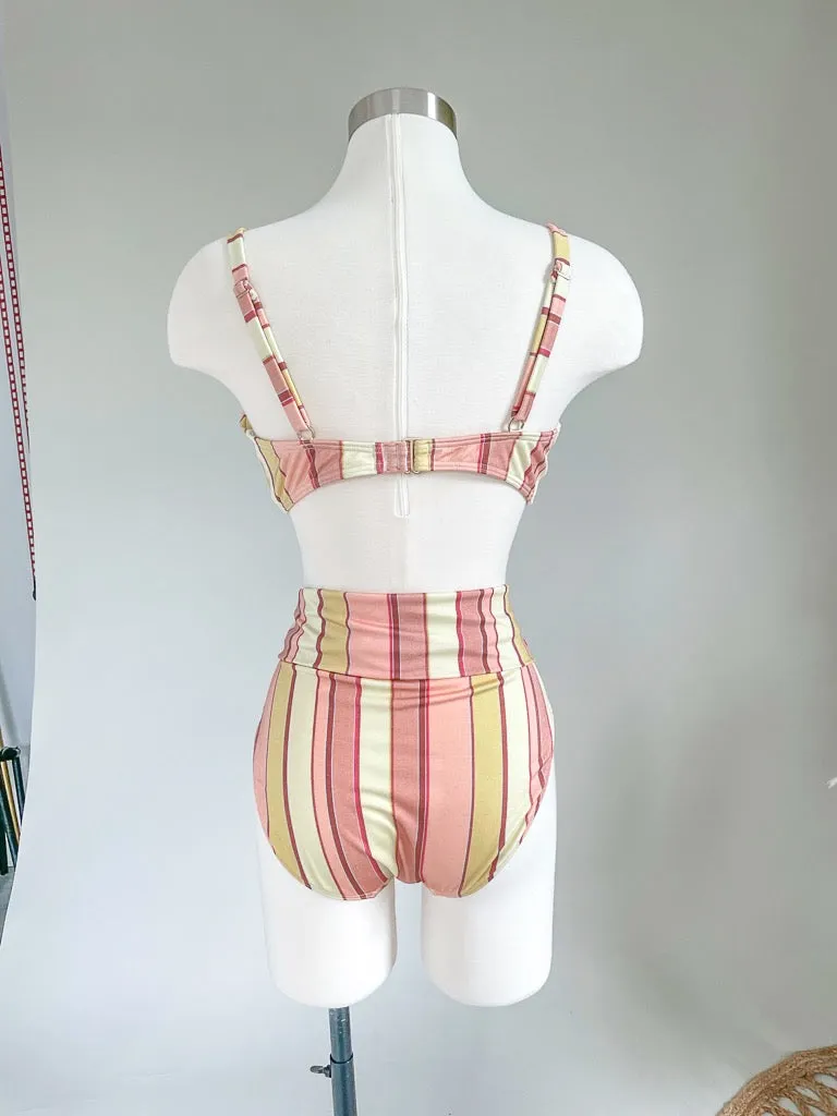Fira Stripe Fold Down Bikini Bottom- Marigold