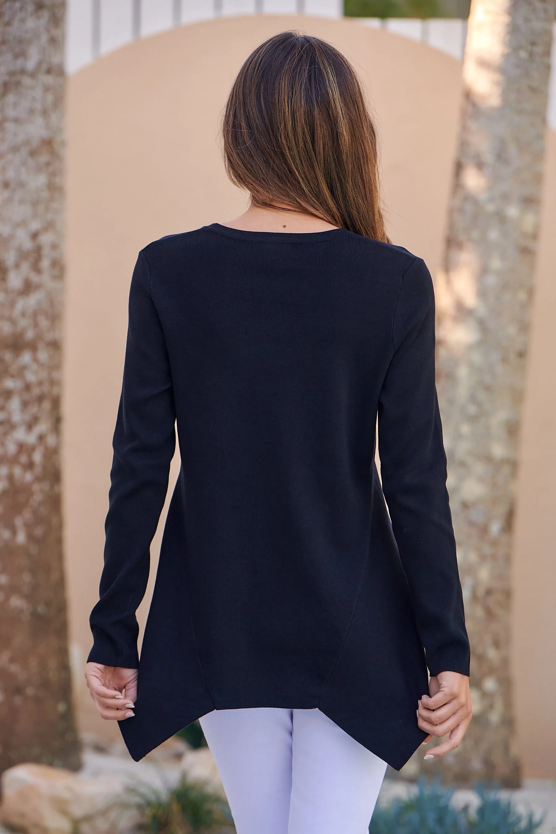 Madison Peplum Black Long Sleeve Top