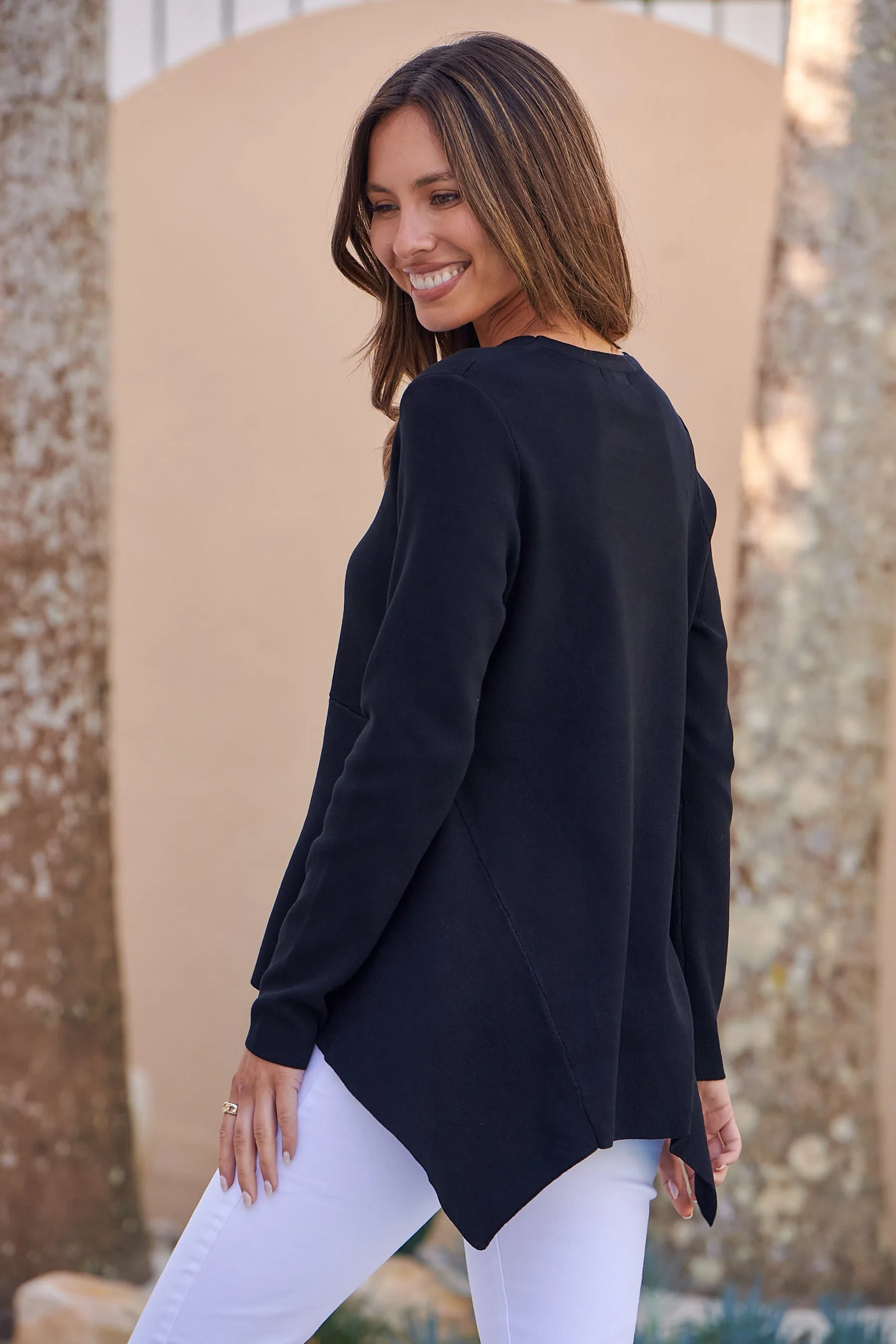 Madison Peplum Black Long Sleeve Top