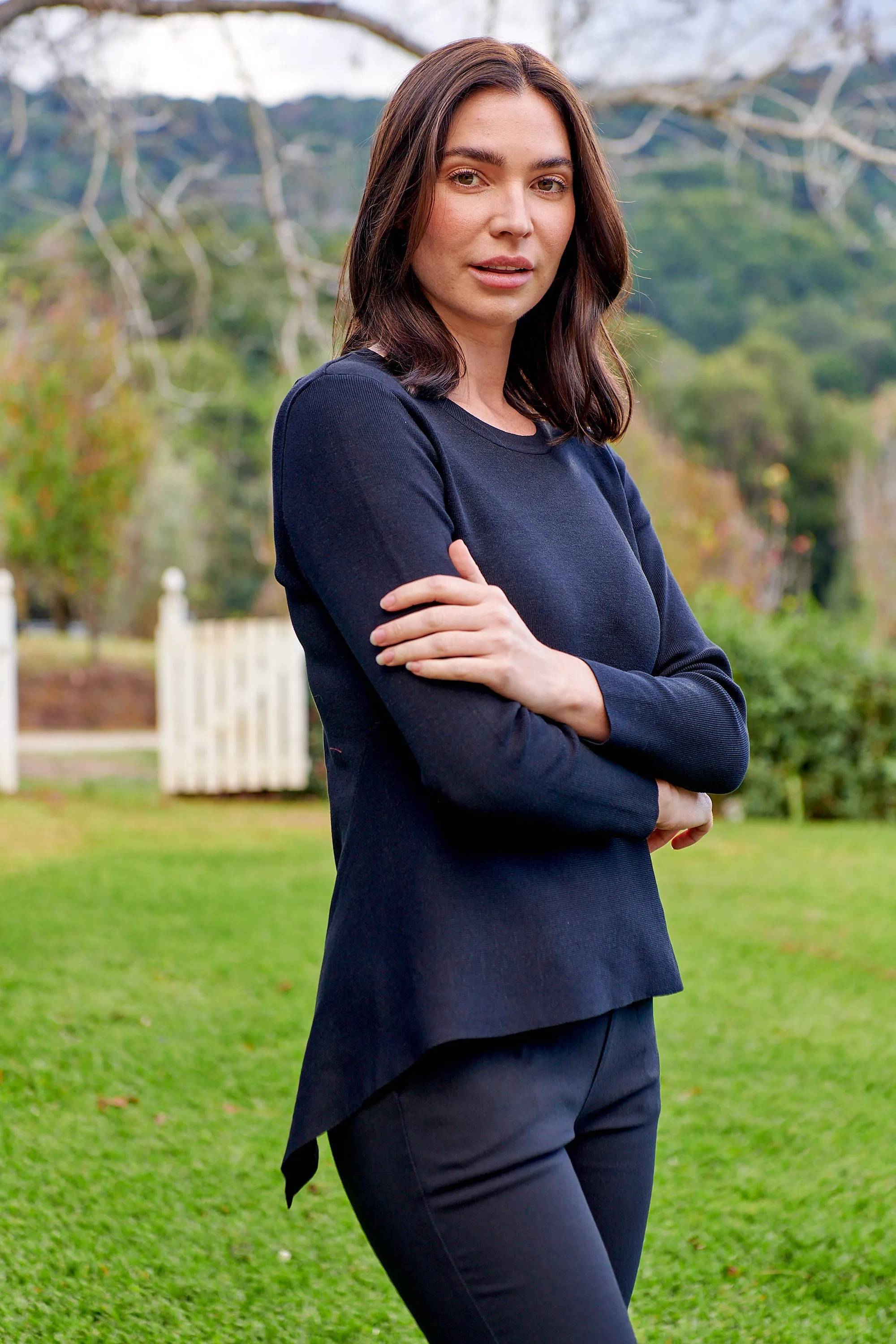 Madison Peplum Black Long Sleeve Top