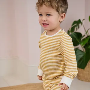Mustard Stripe Ribbed Pajama Set