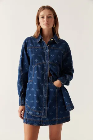 Ratio Logo Denim Shirt