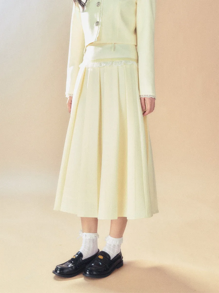 Set-Up Ribbon Feminine Lace Chic Jacket&Long-Skirt