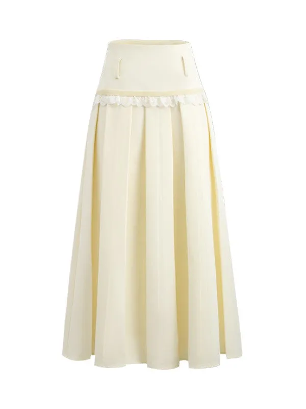 Set-Up Ribbon Feminine Lace Chic Jacket&Long-Skirt