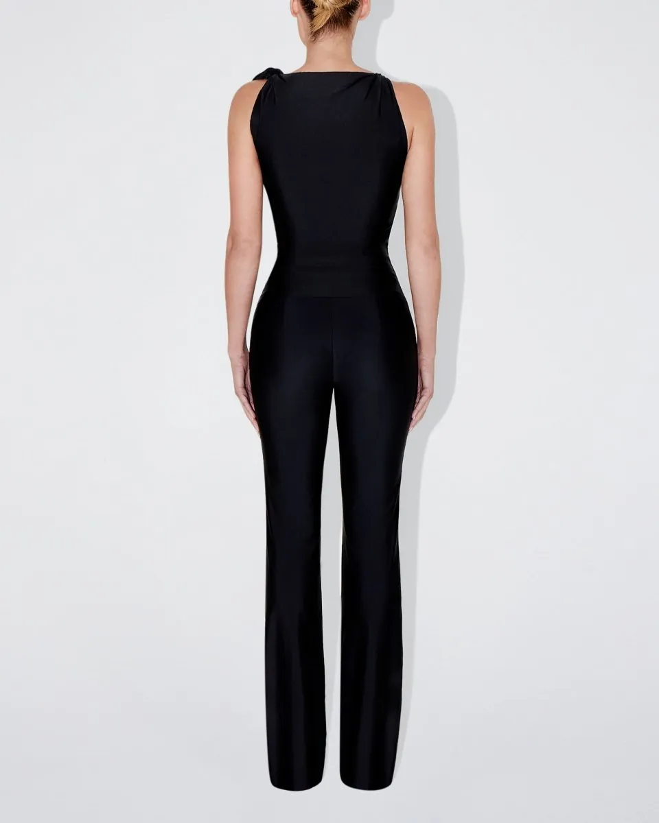 Sleek Stretch Knotted Top | Black
