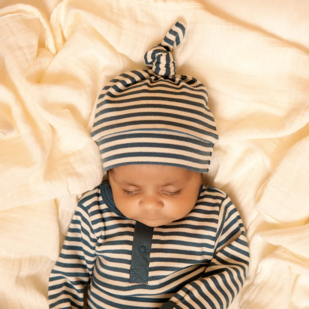 Teal Stripe Organic Beanie
