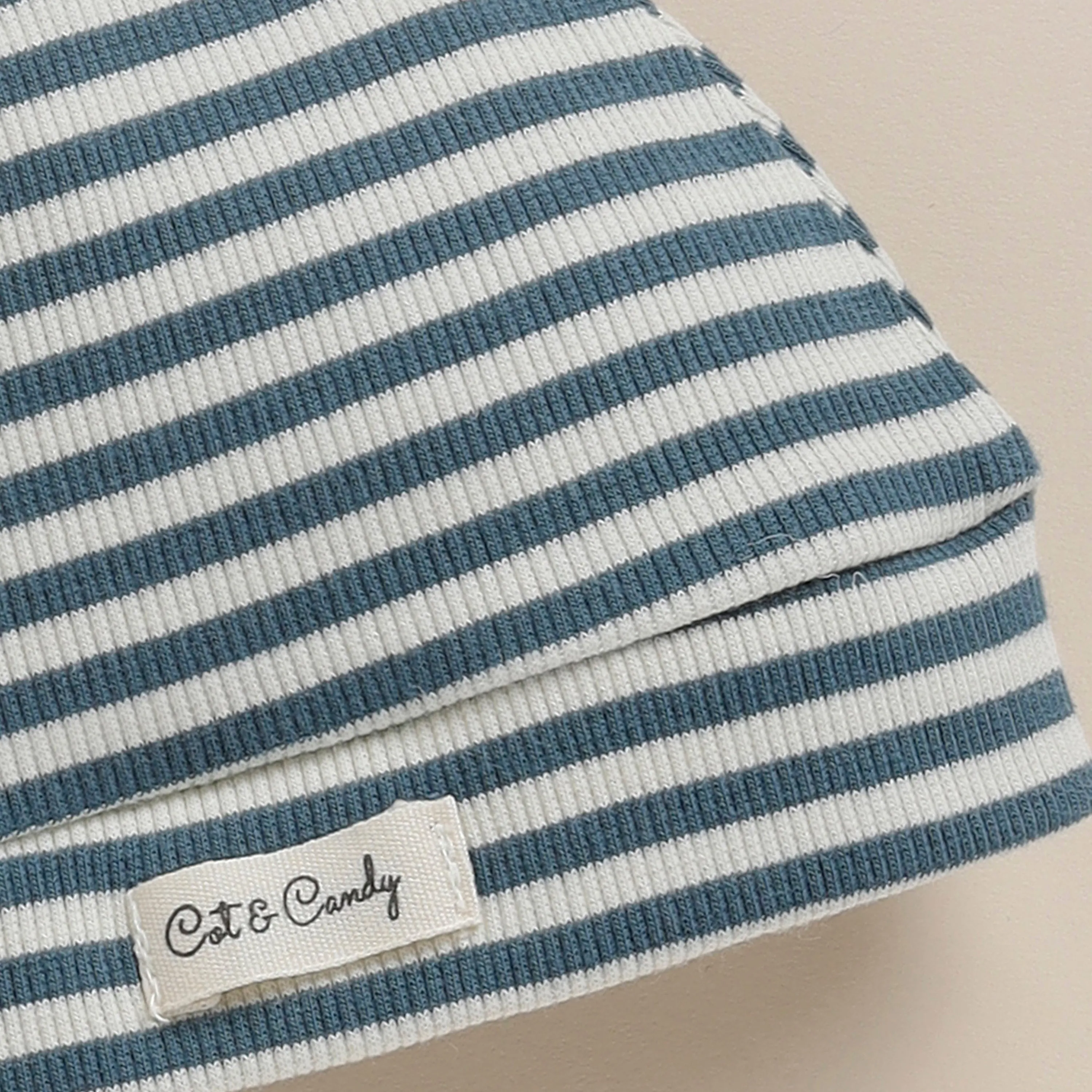 Teal Stripe Organic Beanie