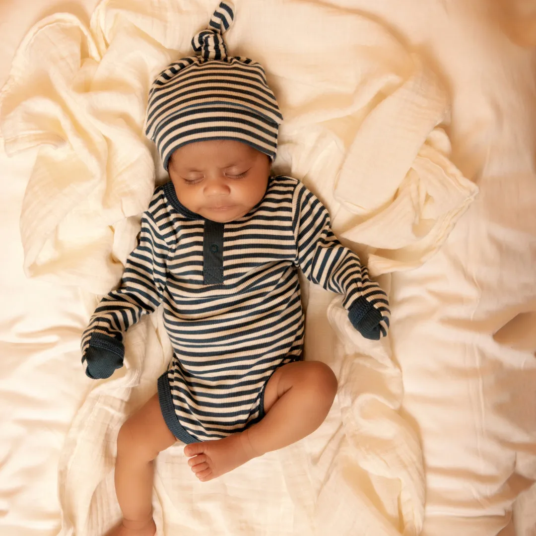 Teal Stripe Organic Beanie