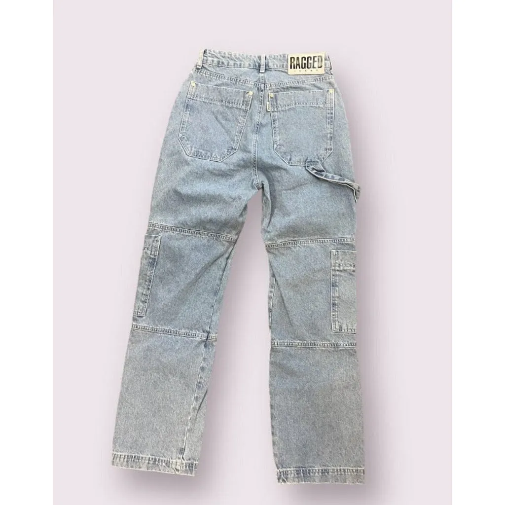 The Ragged Priest Organic Combat Jean in Mid Blue - Size 28