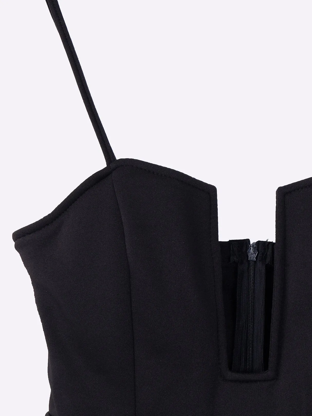 Wholesale Black Deep V Neck Sleeveless Zip Back Backless Sexy Dresses
