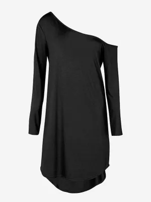 Wholesale Black Strapless Long Sleeve Irregular Hem Sexy Dress