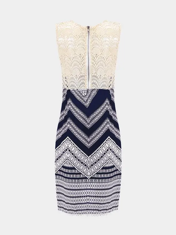 Wholesale Crew Neck Wave Lace Sleeveless Black Sexy Dresses