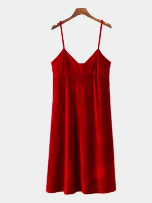 Wholesale Red V-Neck Sleeveless Plain Sexy Dress