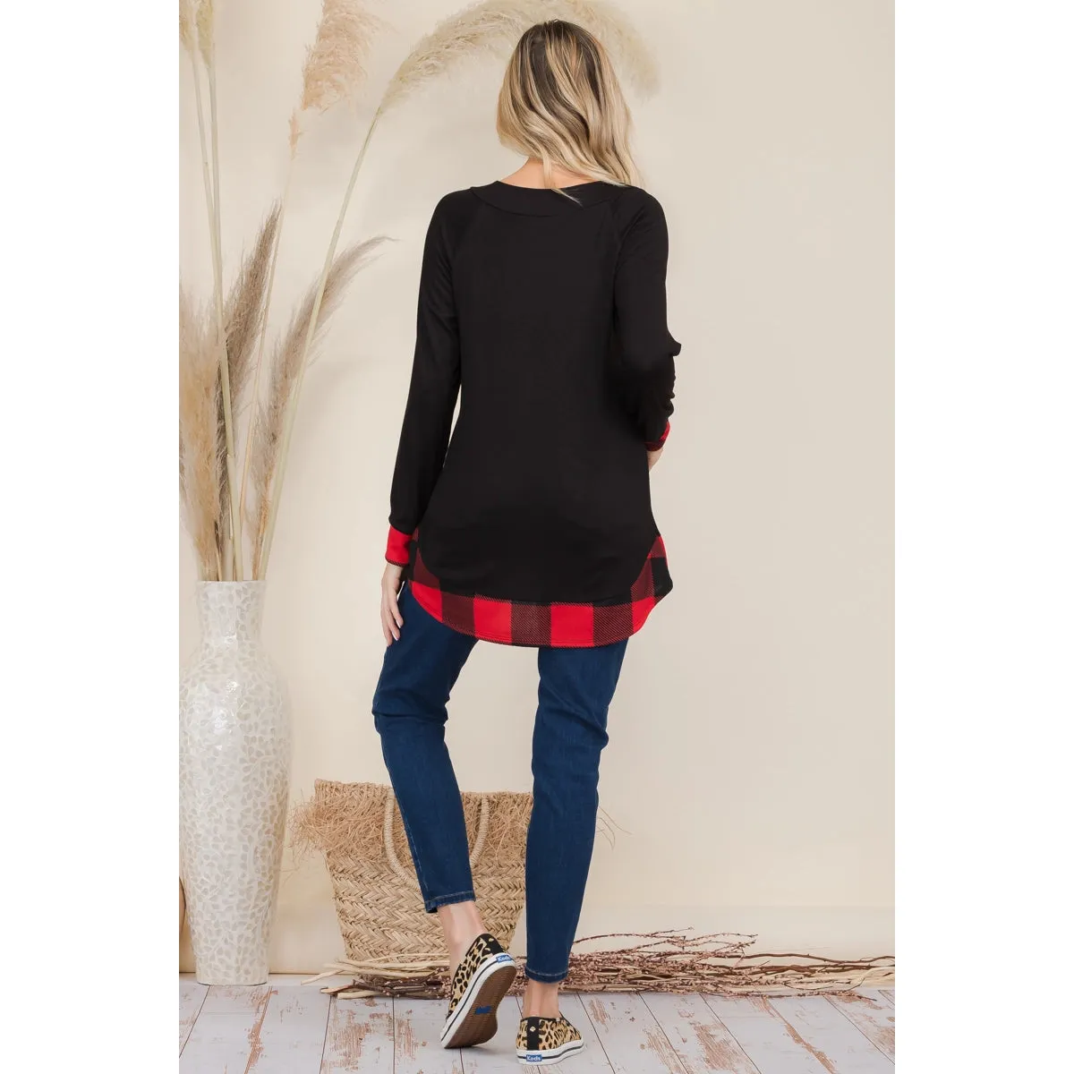 Women's Plaid Tops With Button Accents